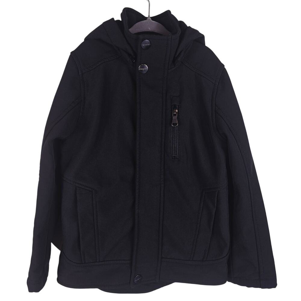 Urban Republic BOYS Black Zip Snap Nylon Fleece Winter Hooded Jacket 5/6